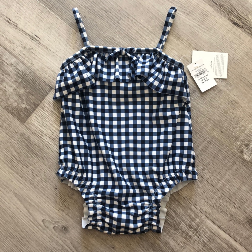 NWT Baby Gap Blue Gingham Swimsuit
